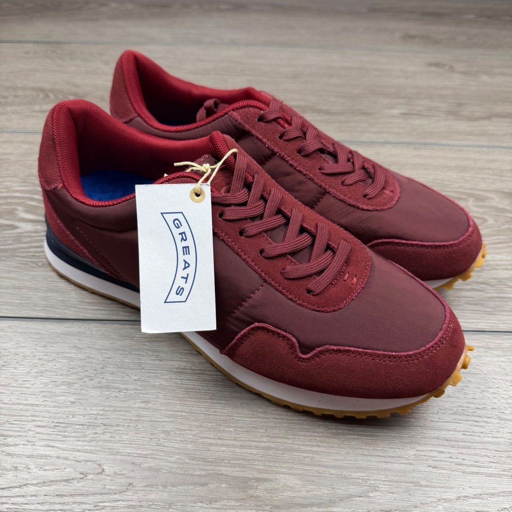 GREATS Mens Rosen Sneaker Suede Nylon Vibram Sole Burgundy 9.5